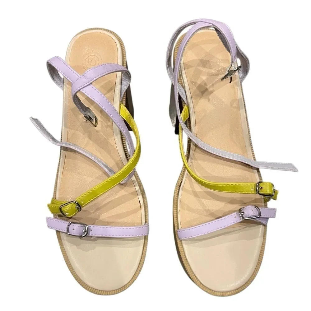 Urban Outfitters Eliza Strappy Platform Block Heel Sandals Size 8
